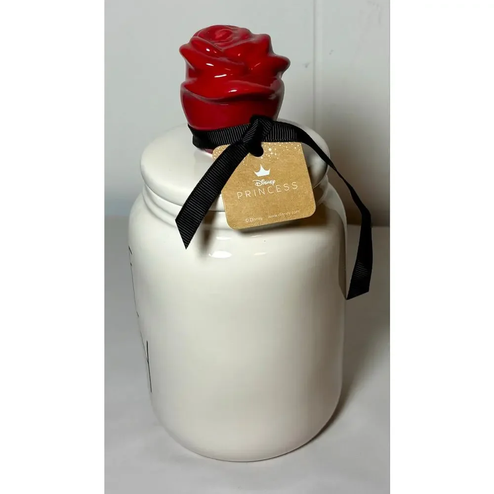 Rae Dunn Disney Beauty And The Beast Love Story White Canister Jar